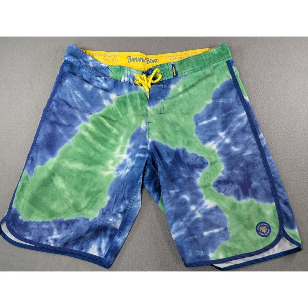 Banana Boat Mens Tecno‎ Stretch Tie Dye Board Shorts XL Blue Green